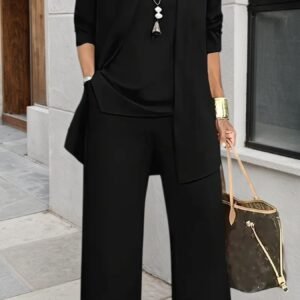 new-elegant-solid-color-two-piece-set-for-women